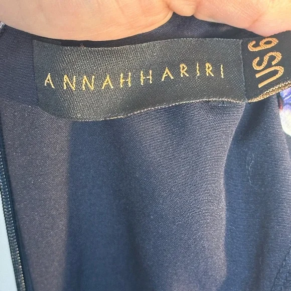 Annah Hariri  Modest Chiffon Navy Scarf Full Length/Coverage Maxi Dress, Size 6 - Picture 8 of 13